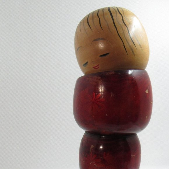 Big red Japanese kokeshi doll/ kokeshi doll/ set k - Picture 8 of 9